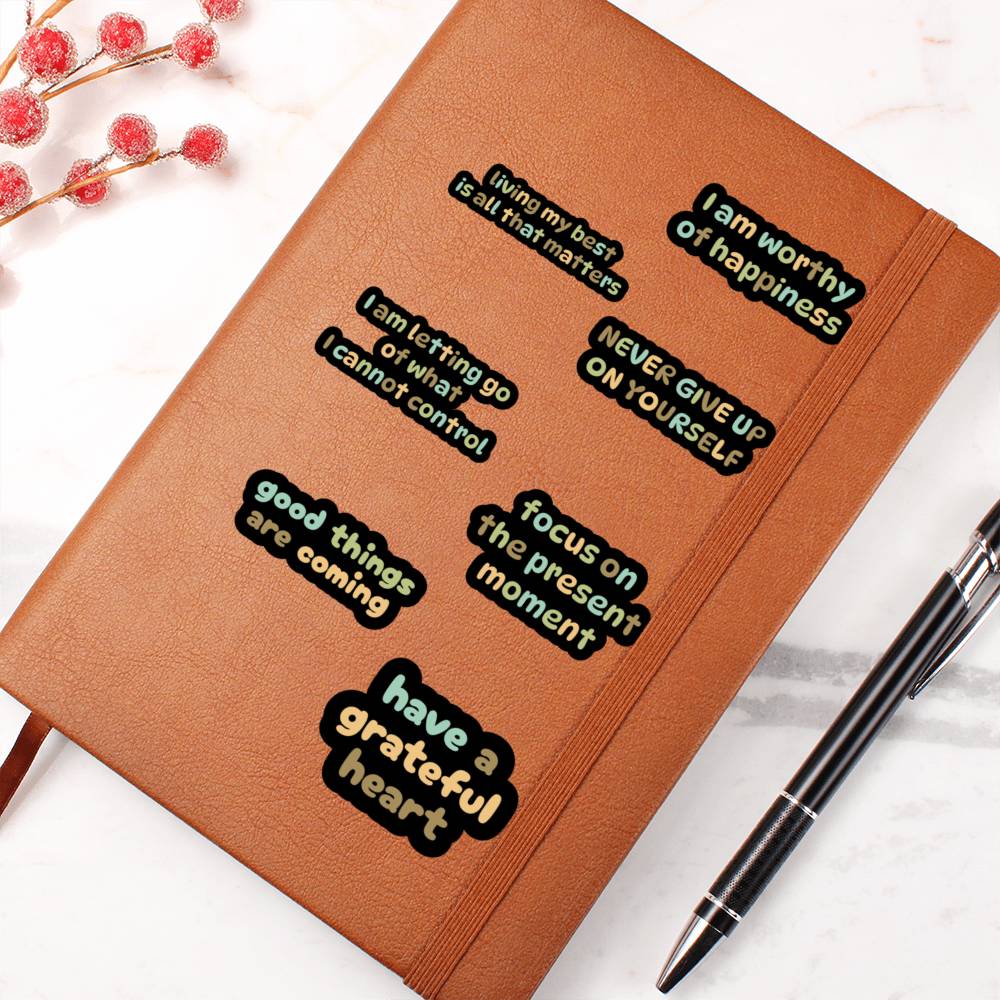 Leather Journal - Self Reminders and Daily Affirmations Design Cover