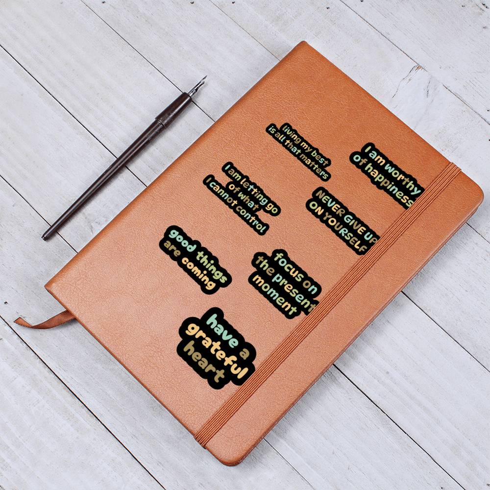 Leather Journal - Self Reminders and Daily Affirmations Design Cover