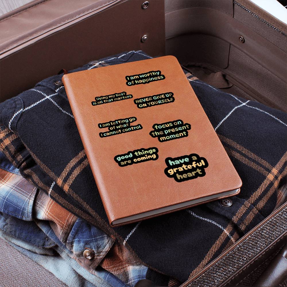 Leather Journal - Self Reminders and Daily Affirmations Design Cover