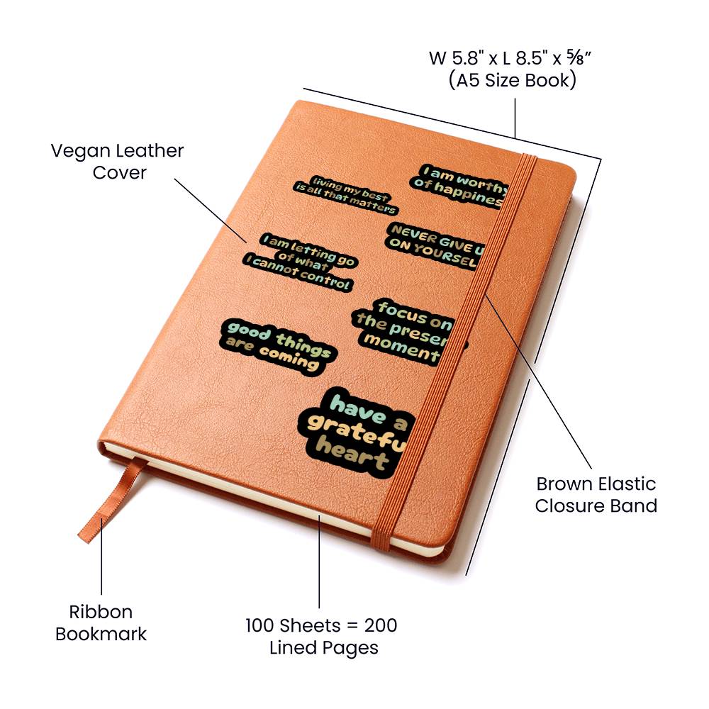 Leather Journal - Self Reminders and Daily Affirmations Design Cover