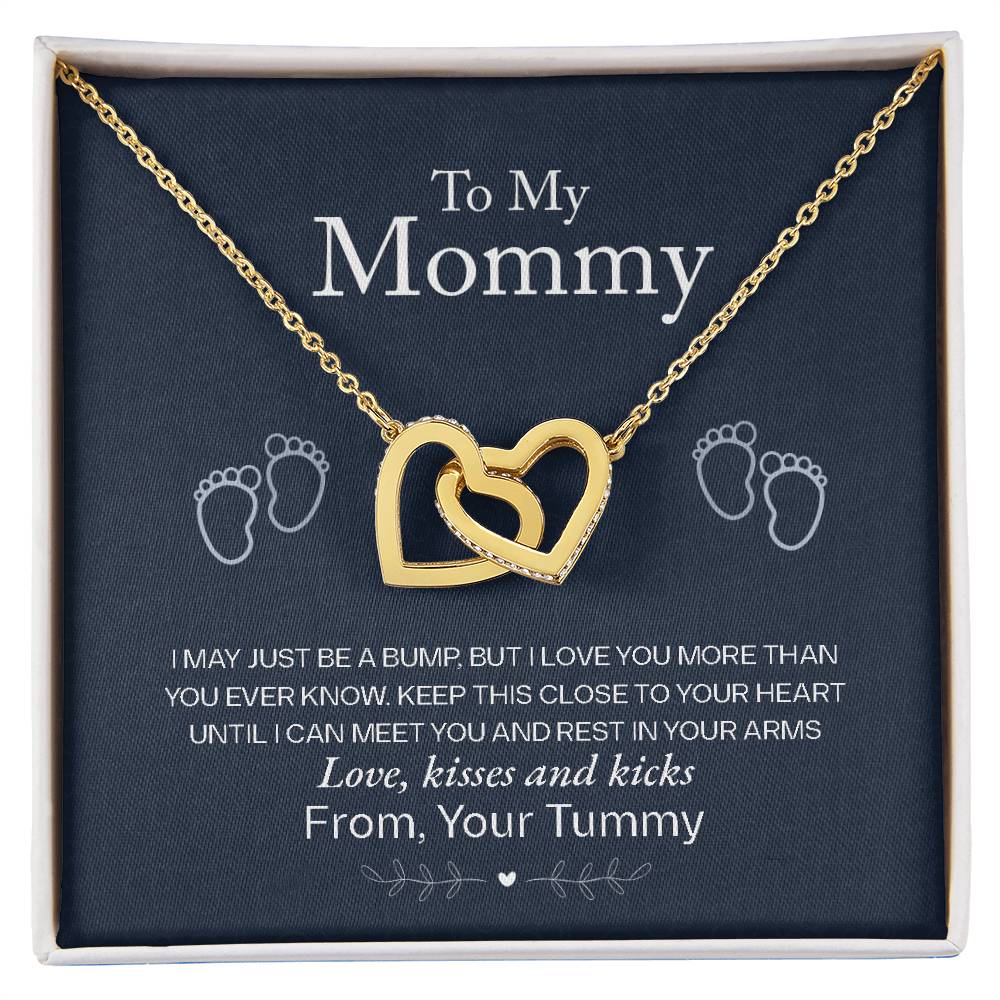 To My Mommy, Love From Your Tummy - Interlocking Hearts Necklace