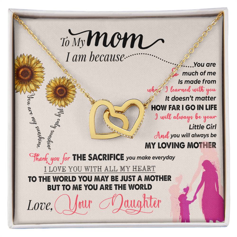 To My Mom, Thank You For Everything - Interlocking Hearts Necklace