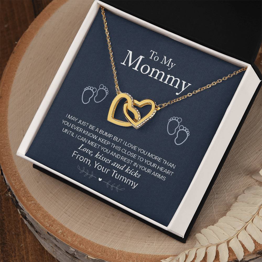 To My Mommy, Love From Your Tummy - Interlocking Hearts Necklace