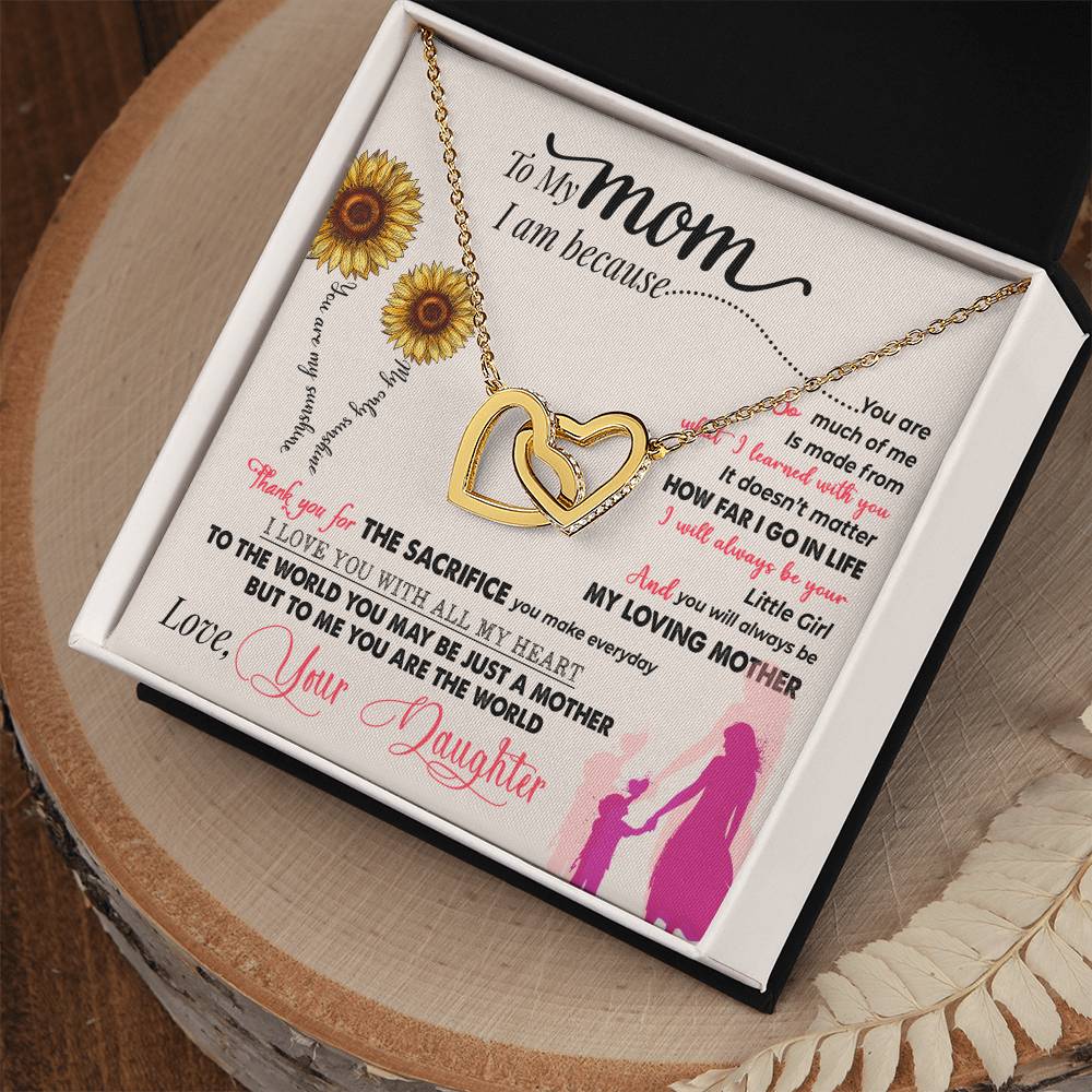 To My Mom, Thank You For Everything - Interlocking Hearts Necklace