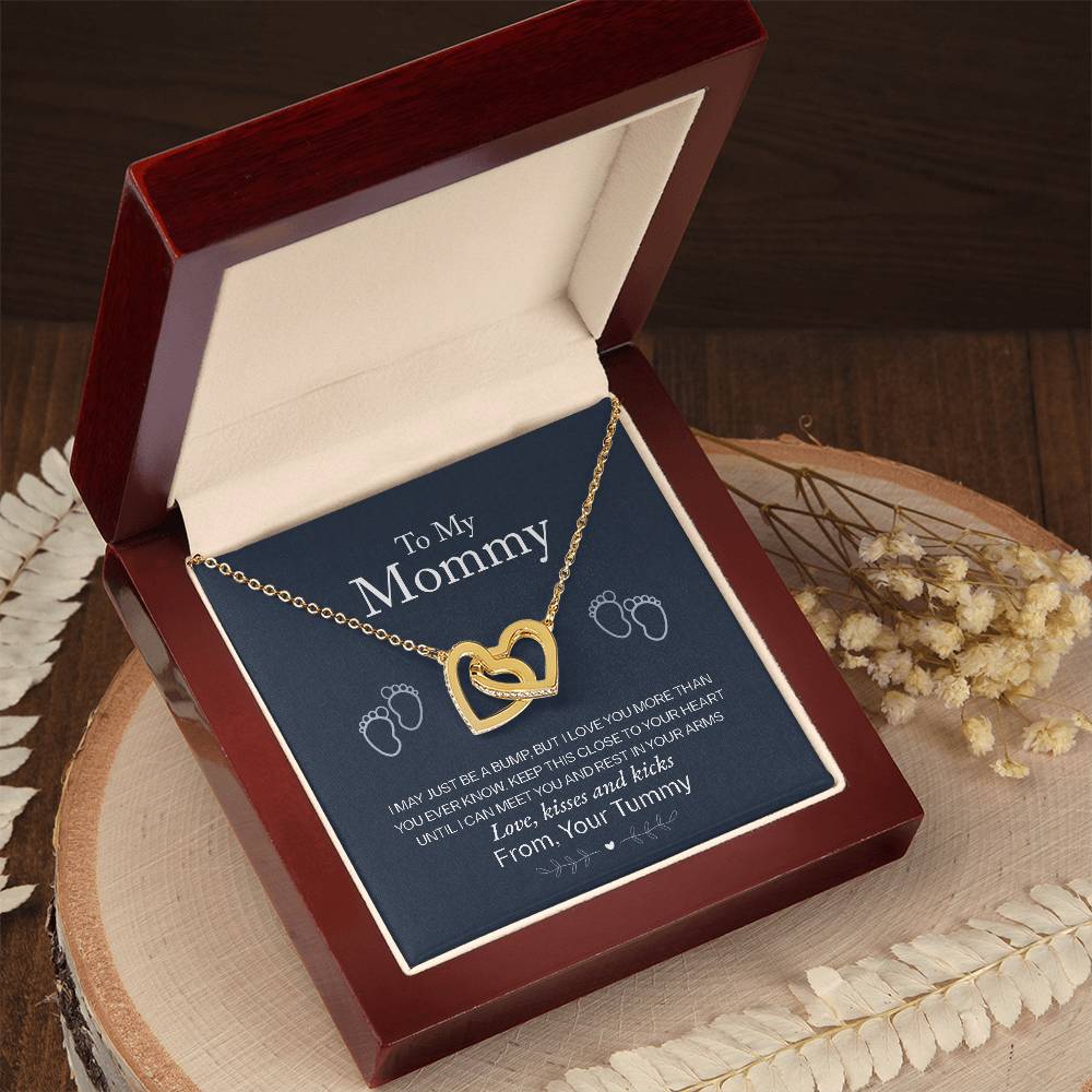 To My Mommy, Love From Your Tummy - Interlocking Hearts Necklace