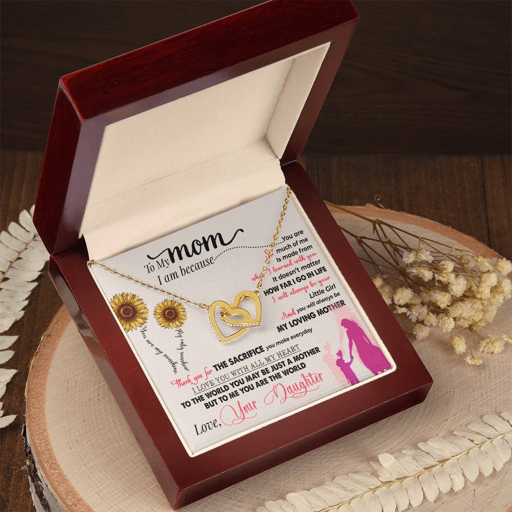 To My Mom, Thank You For Everything - Interlocking Hearts Necklace