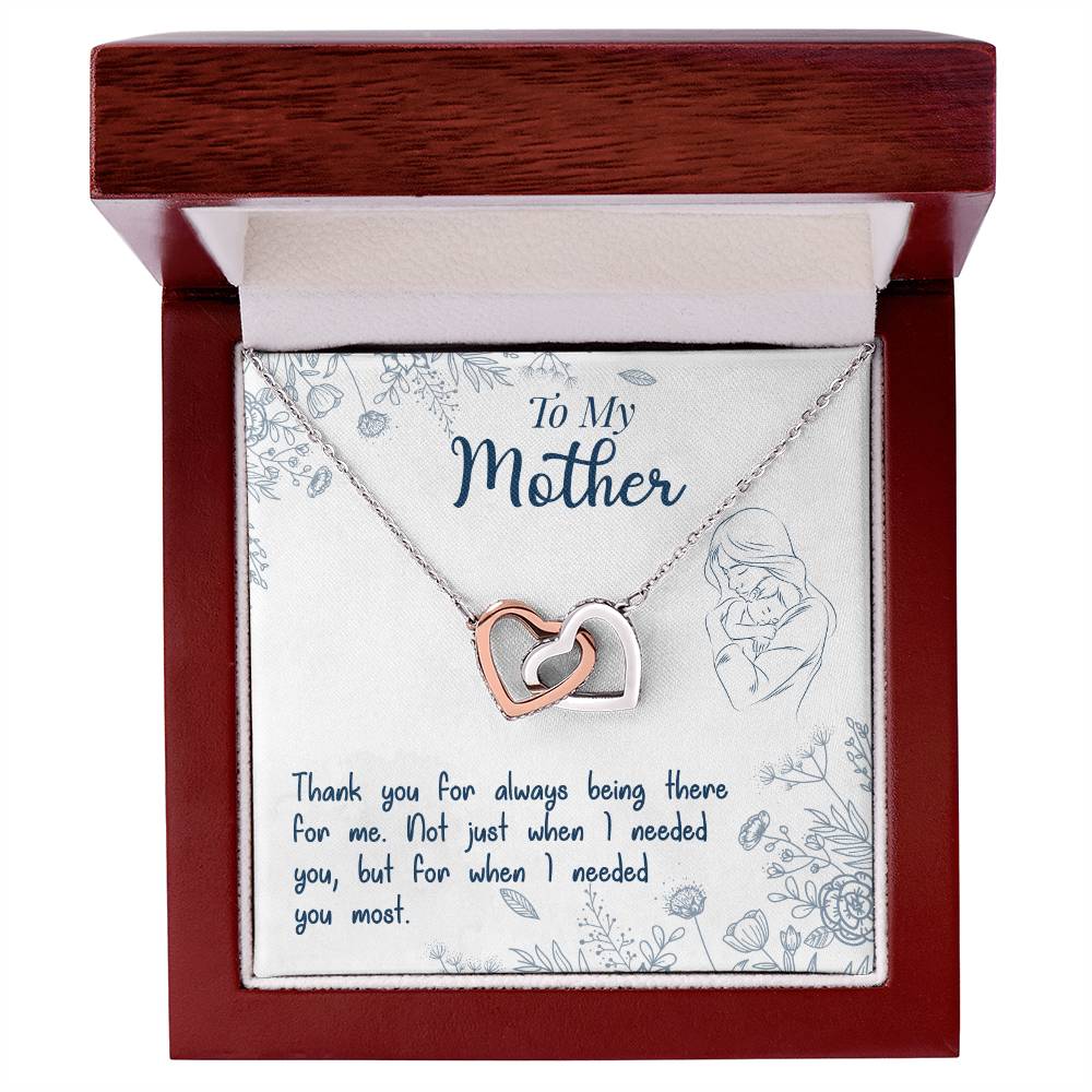 To My Mother, Thank You For Always Being There - Interlocking Hearts Necklace