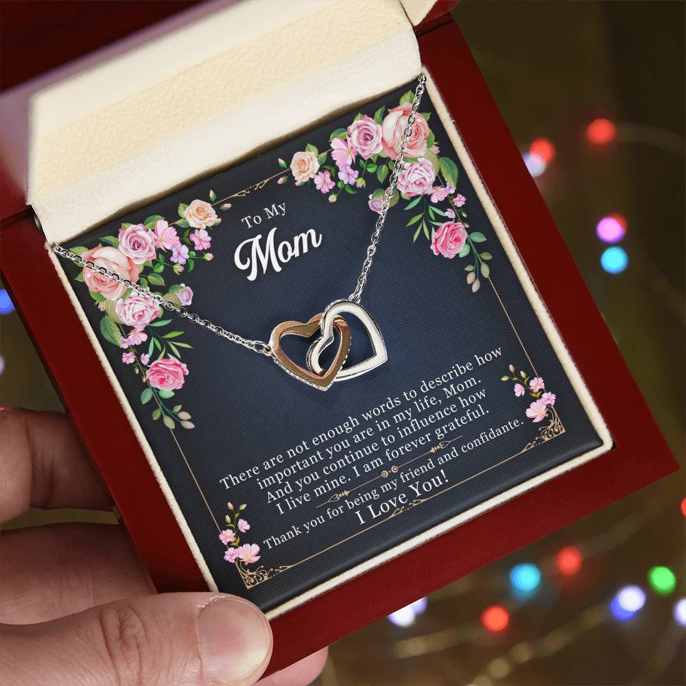 To My Mom, Thank yOU For Being My Friend - Interlocking Hearts Necklace
