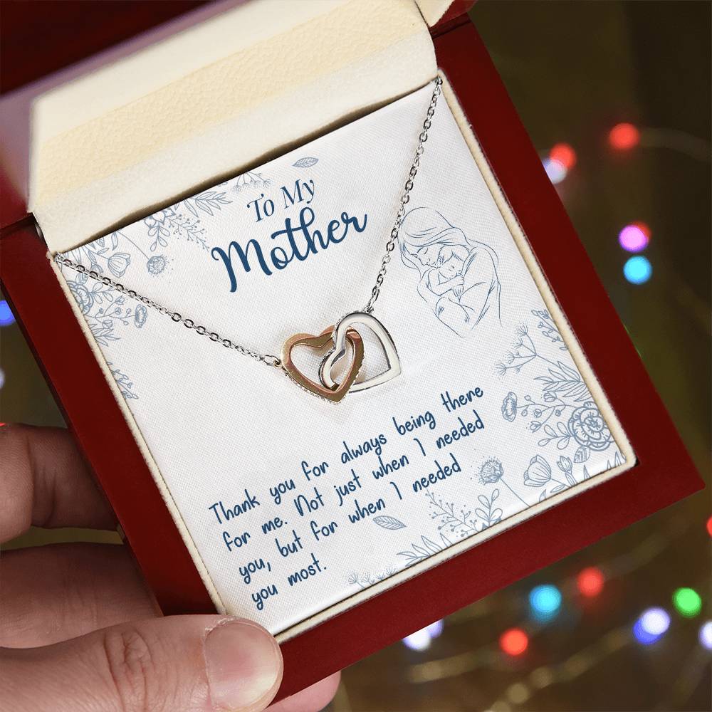 To My Mother, Thank You For Always Being There - Interlocking Hearts Necklace