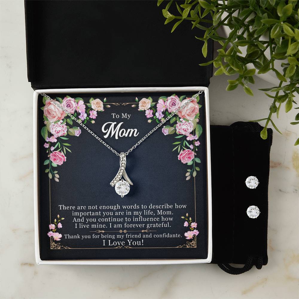 To My Mom, Thank yOU For Being My Friend - Alluring Beauty Necklace and Earring Set