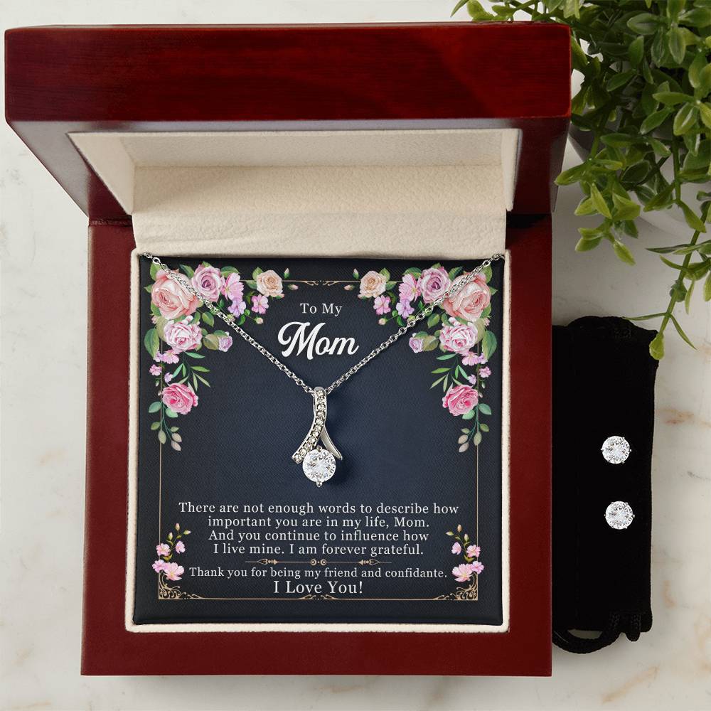 To My Mom, Thank yOU For Being My Friend - Alluring Beauty Necklace and Earring Set