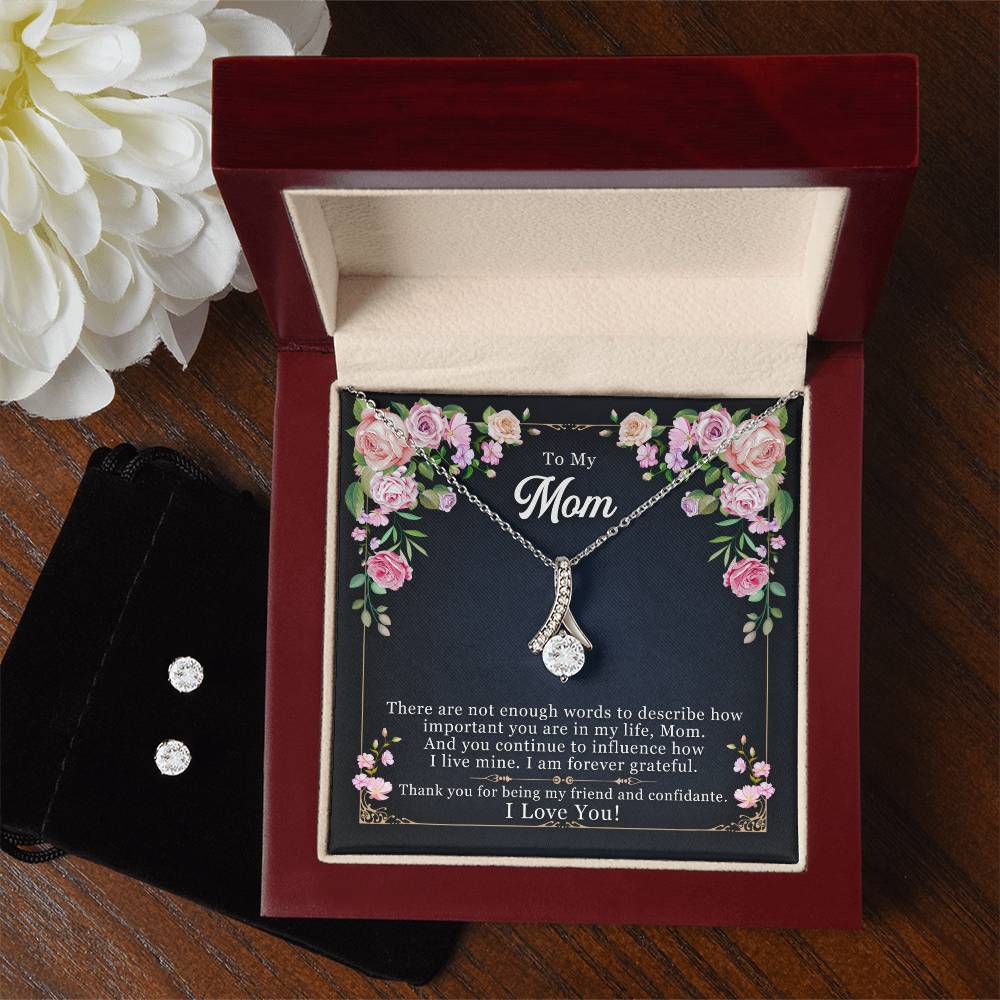 To My Mom, Thank yOU For Being My Friend - Alluring Beauty Necklace and Earring Set