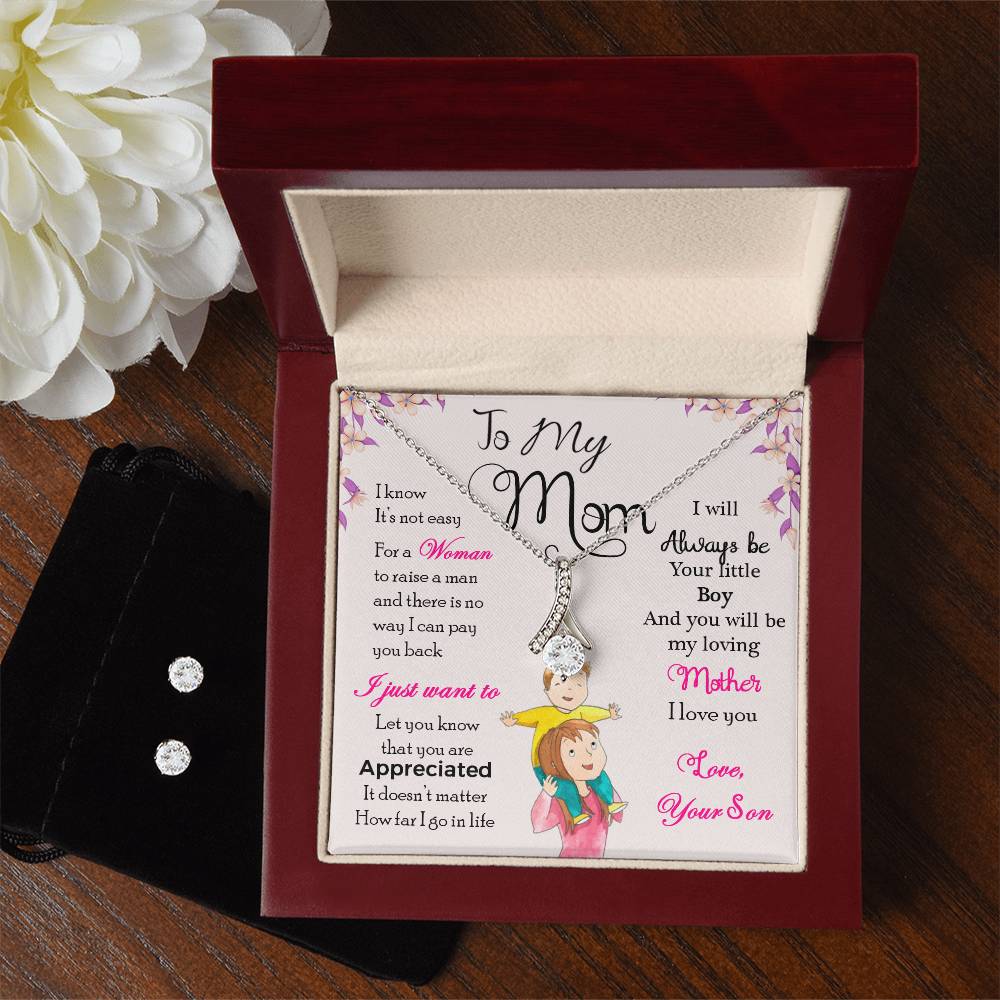 To My Mom, I Will Always Be Your Little Boy - Alluring Beauty Necklace and Earring Set