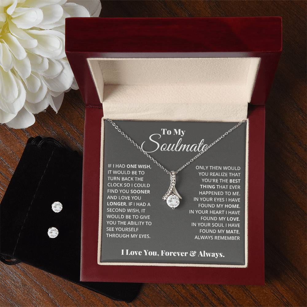 To My Soulmate, In Your Heart I Found My Love - Alluring Beauty Necklace and Earring Set