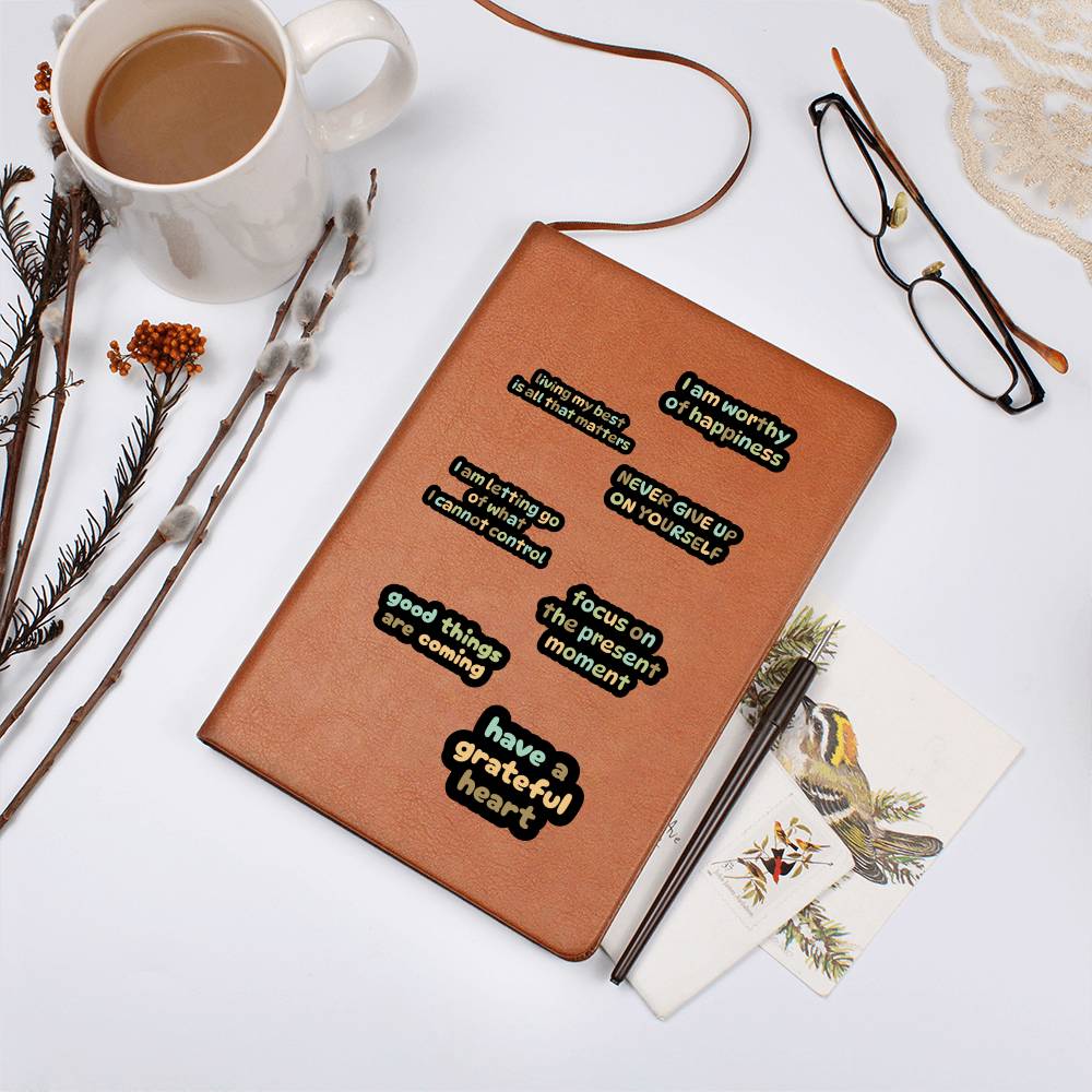 Leather Journal - Self Reminders and Daily Affirmations Design Cover