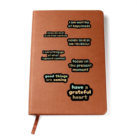 Leather Journal - Self Reminders and Daily Affirmations Design Cover