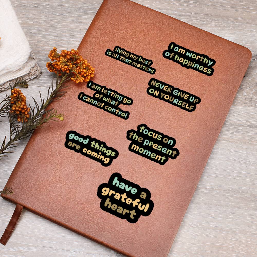 Leather Journal - Self Reminders and Daily Affirmations Design Cover