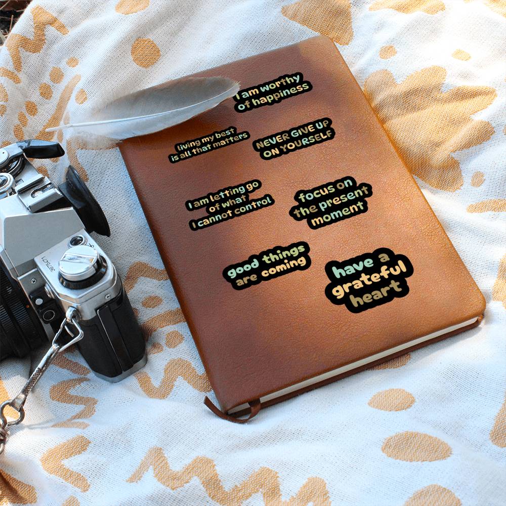 Leather Journal - Self Reminders and Daily Affirmations Design Cover