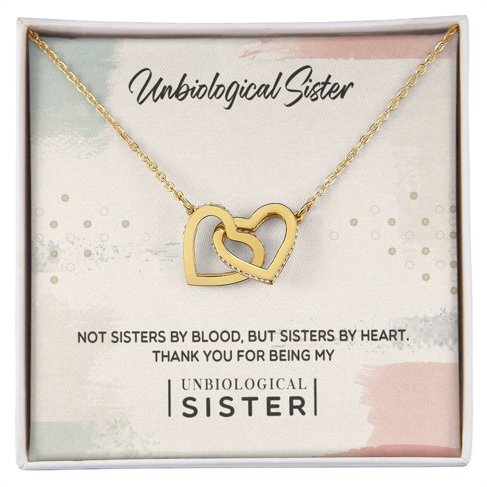 To My Unbiological Sister, Thank You - Interlocking Hearts Necklace