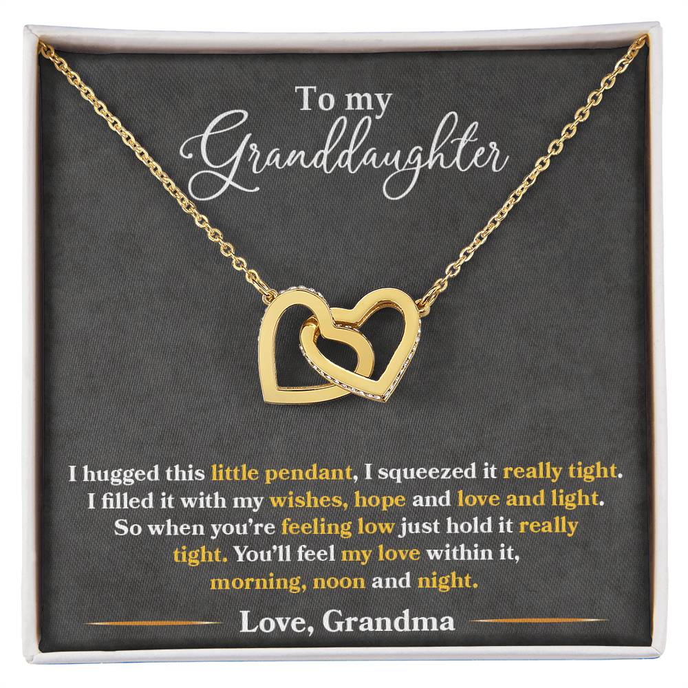 To My Granddaughter, You_ll Feel My Love Within This - Interlocking Hearts Necklace