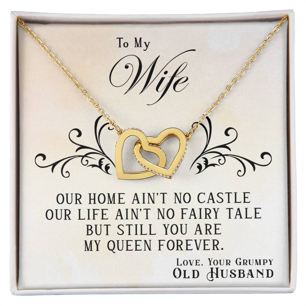 To My Wife, You Are My Queen Forever - Interlocking Hearts Necklace