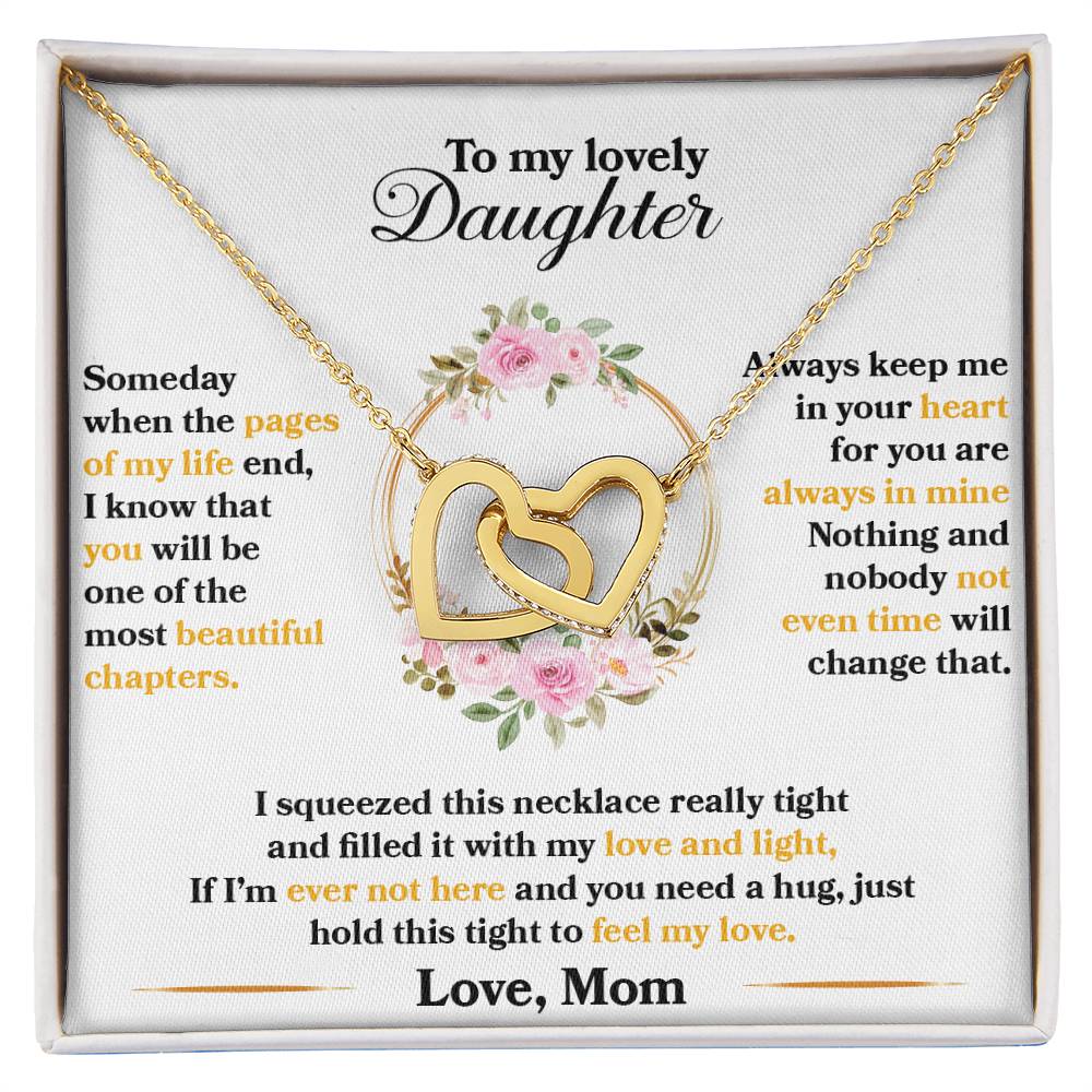 To My Lovely Daughter, Hold This Tight To Feel My Love - Interlocking Hearts Necklace