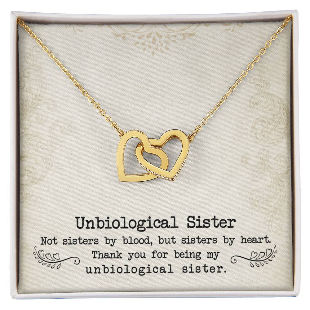 To My Unbiological Sister, Sister By Heart - Interlocking Hearts Necklace