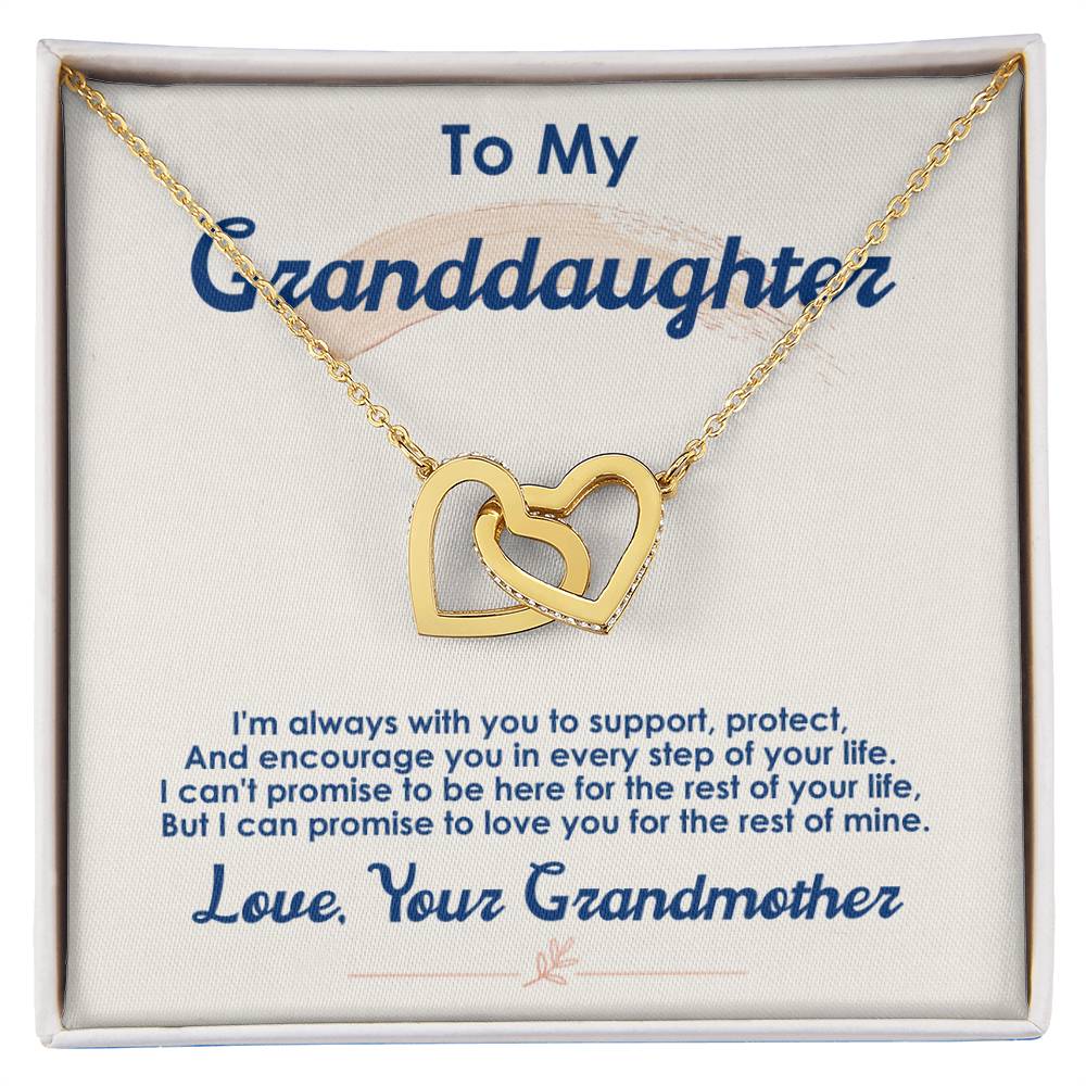 To My Granddaughter, I Love You For The Rest Of My Life - Interlocking Hearts Necklace