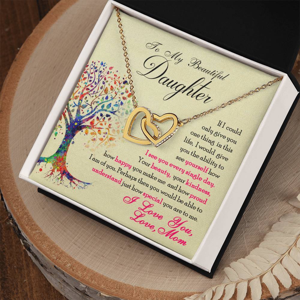 To My Beautiful Daughter, You Are Special To Me - Interlocking Hearts Necklace