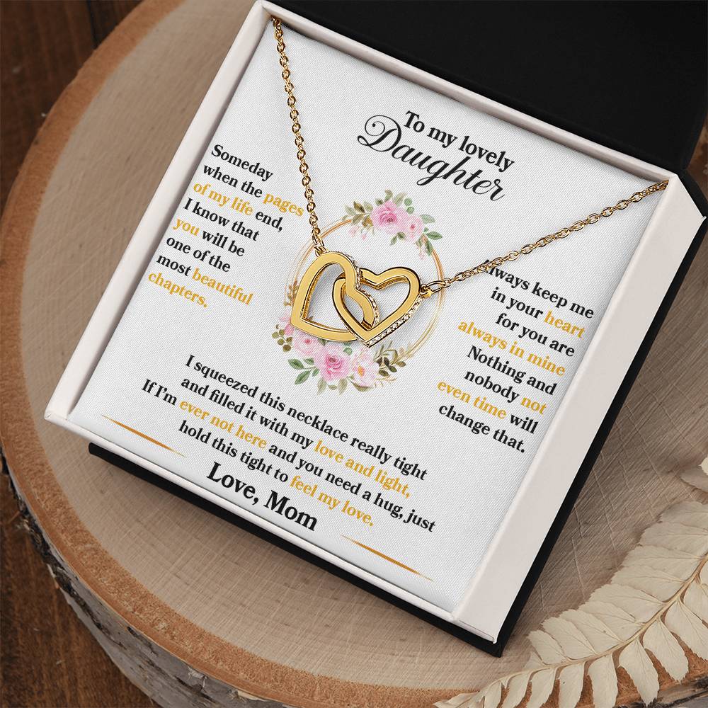 To My Lovely Daughter, Hold This Tight To Feel My Love - Interlocking Hearts Necklace