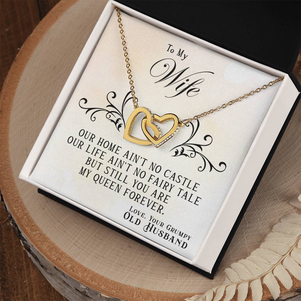 To My Wife, You Are My Queen Forever - Interlocking Hearts Necklace