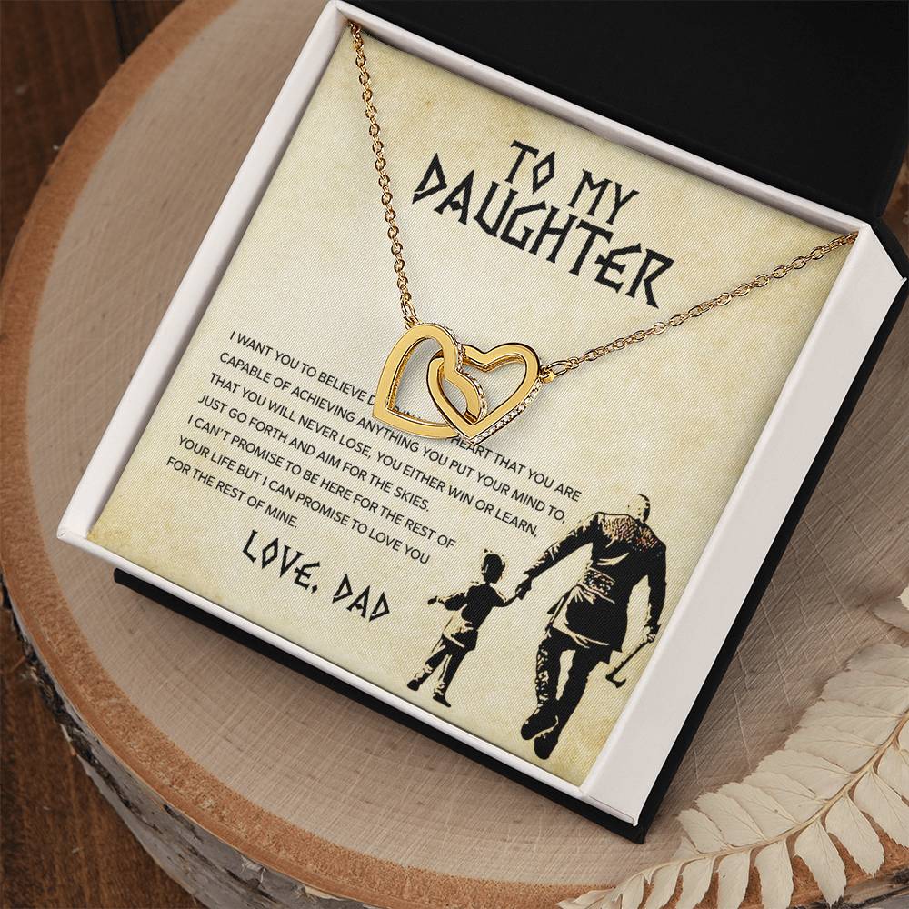 To My Daughter, You Will Never Lose - Interlocking Hearts Necklace