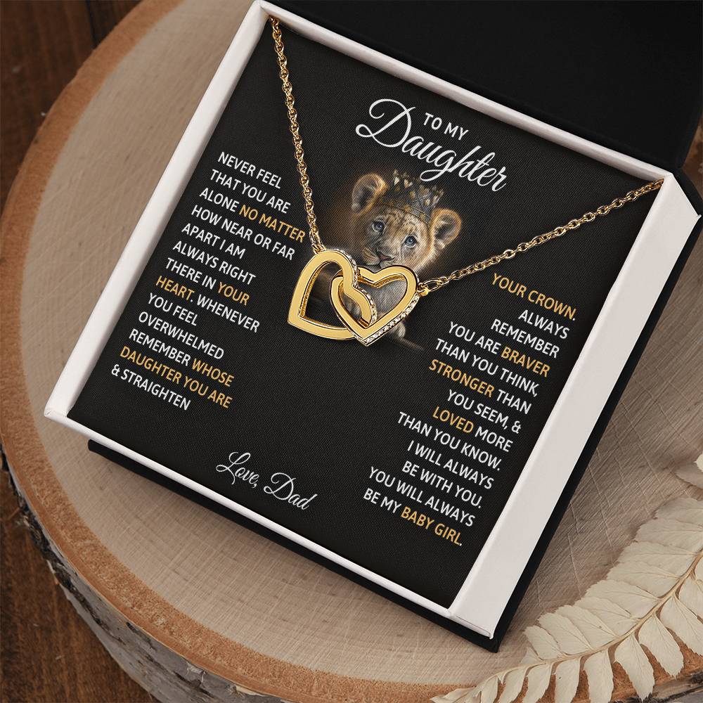 To My Daughter, You Will Always Be My Baby Girls - Interlocking Hearts Necklace