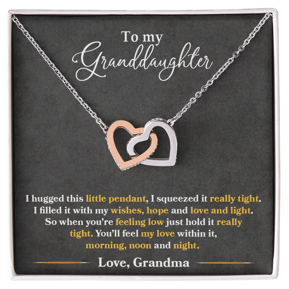 To My Granddaughter, You_ll Feel My Love Within This - Interlocking Hearts Necklace