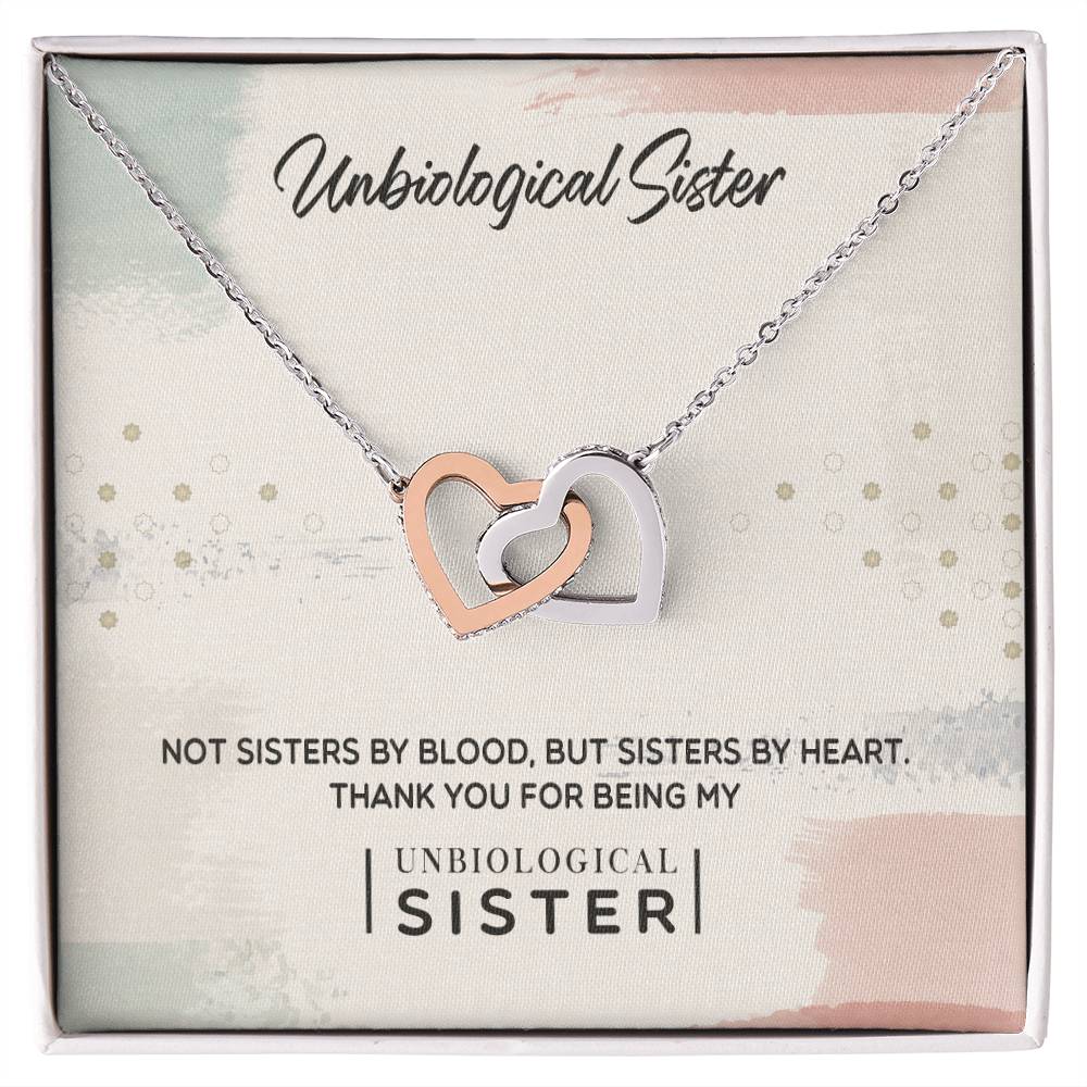 To My Unbiological Sister, Thank You - Interlocking Hearts Necklace