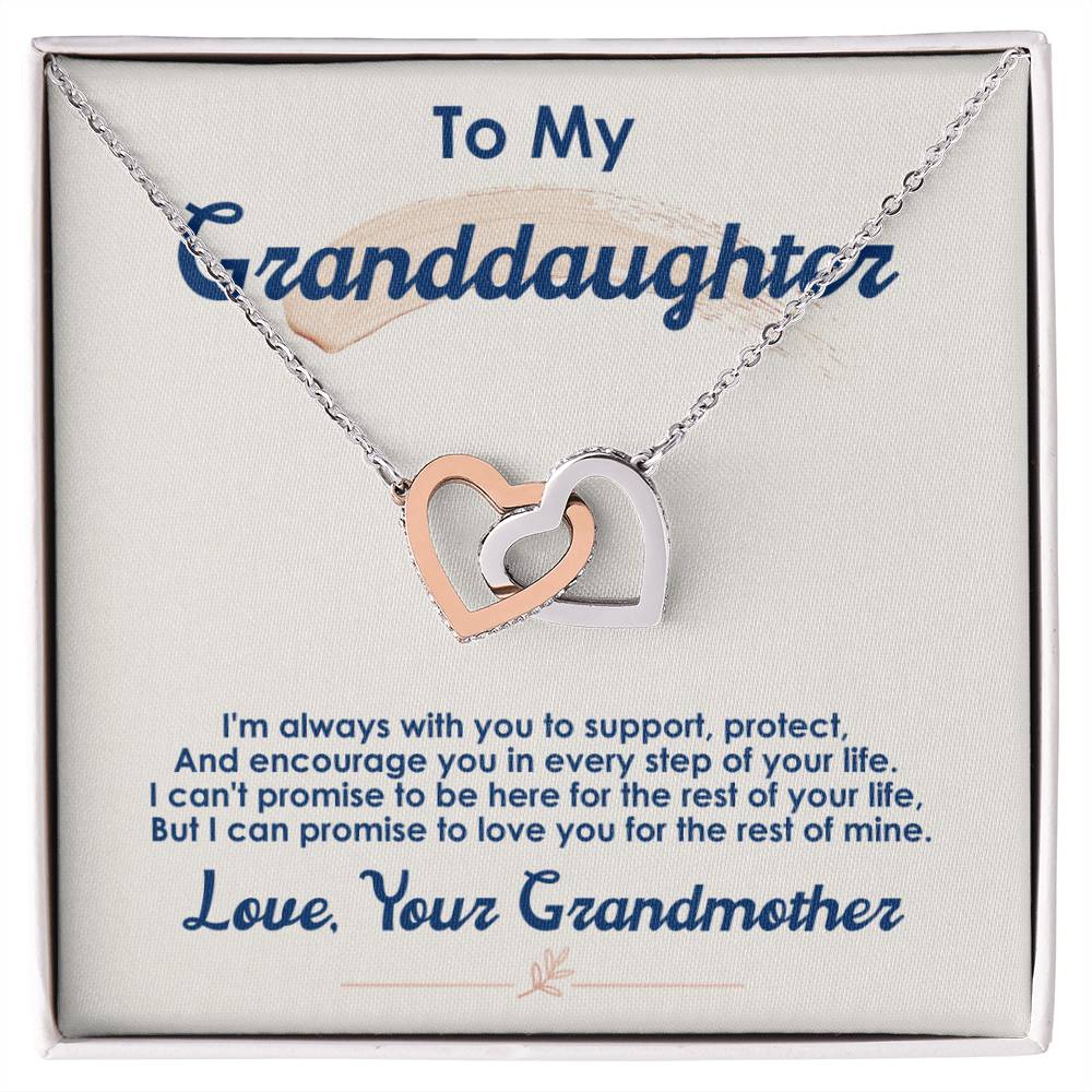 To My Granddaughter, I Love You For The Rest Of My Life - Interlocking Hearts Necklace