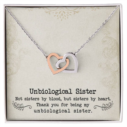 To My Unbiological Sister, Sister By Heart - Interlocking Hearts Necklace