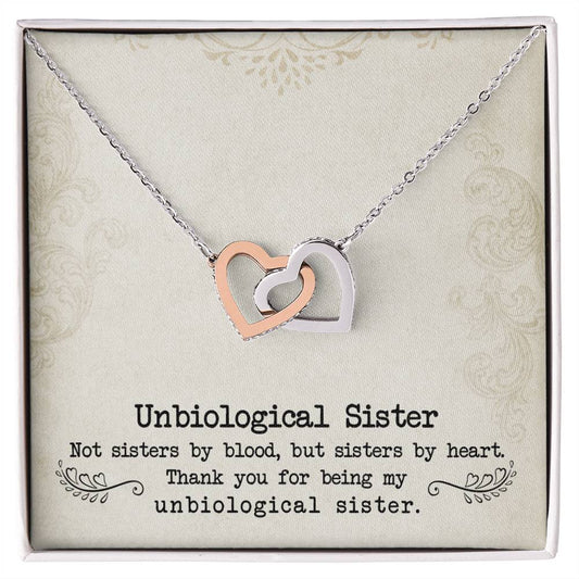 To My Unbiological Sister, Sister By Heart - Interlocking Hearts Necklace