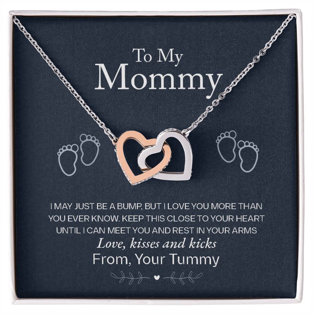 To My Mommy, Love From Your Tummy - Interlocking Hearts Necklace