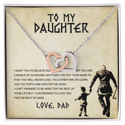 To My Daughter, You Will Never Lose - Interlocking Hearts Necklace