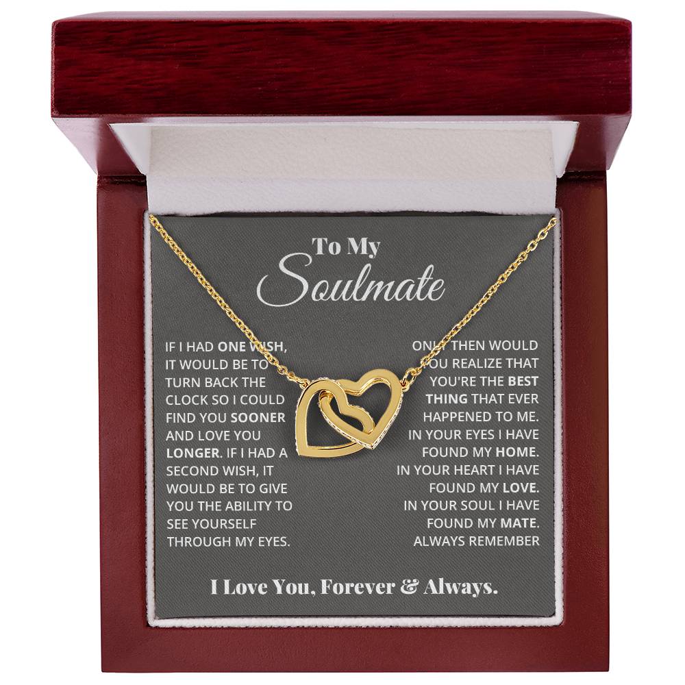 To My Soulmate, In Your Heart I Found My Love - Interlocking Hearts Necklace