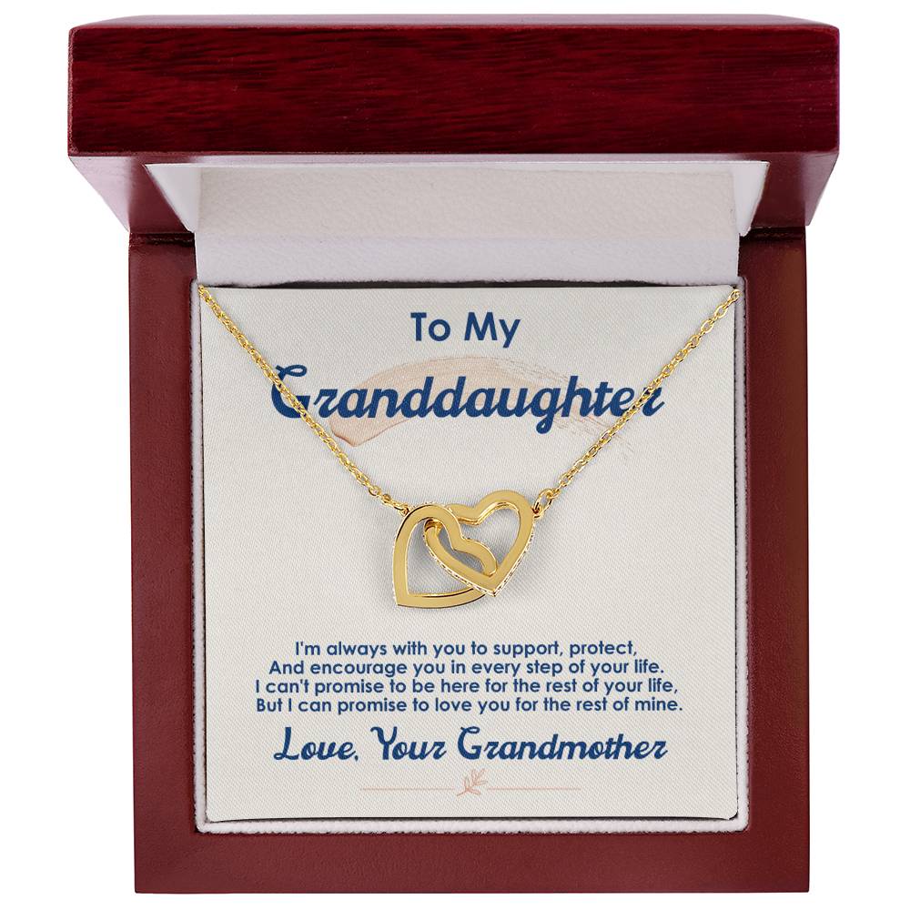 To My Granddaughter, I Love You For The Rest Of My Life - Interlocking Hearts Necklace