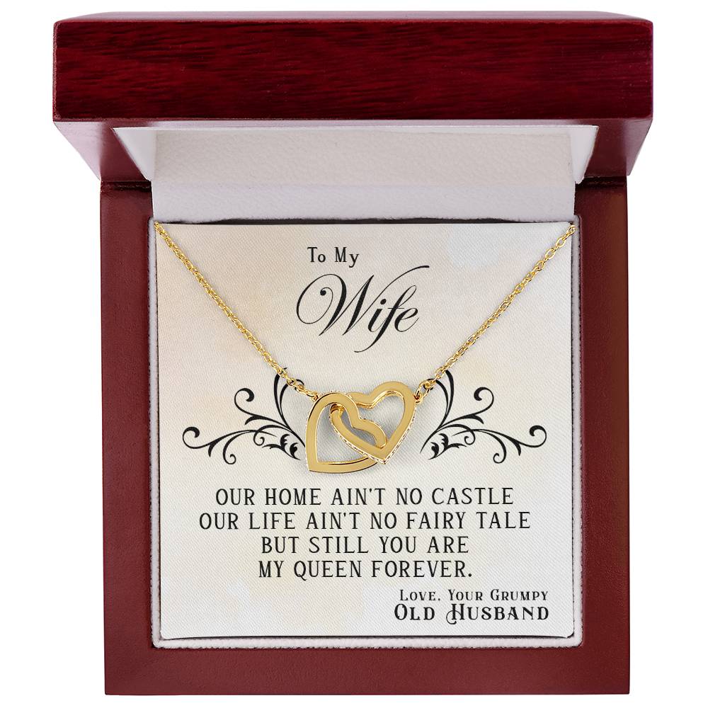 To My Wife, You Are My Queen Forever - Interlocking Hearts Necklace