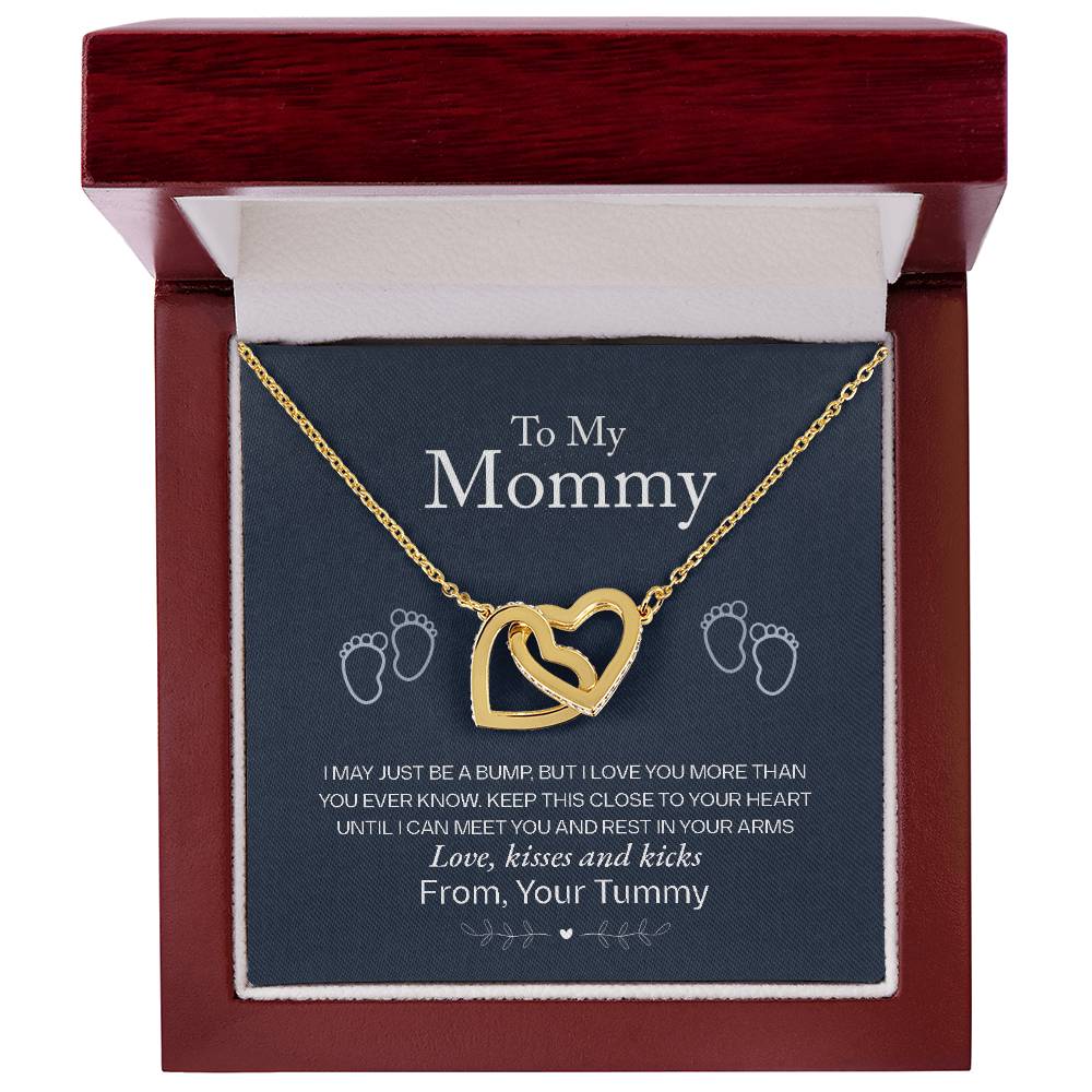 To My Mommy, Love From Your Tummy - Interlocking Hearts Necklace