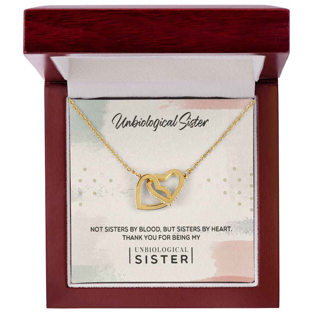 To My Unbiological Sister, Thank You - Interlocking Hearts Necklace