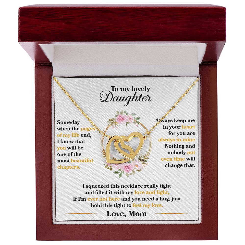 To My Lovely Daughter, Hold This Tight To Feel My Love - Interlocking Hearts Necklace