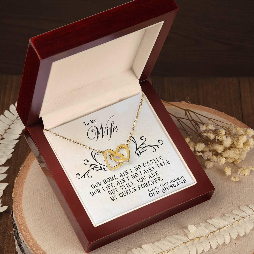 To My Wife, You Are My Queen Forever - Interlocking Hearts Necklace