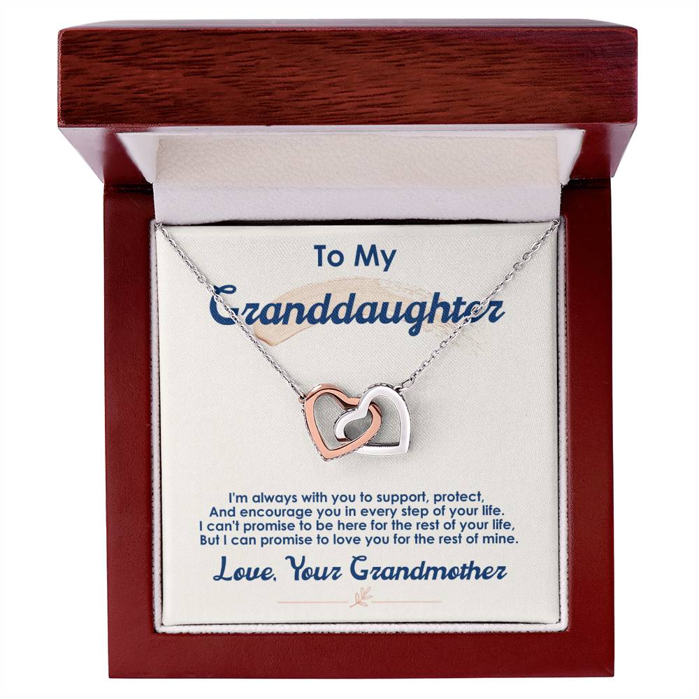 To My Granddaughter, I Love You For The Rest Of My Life - Interlocking Hearts Necklace