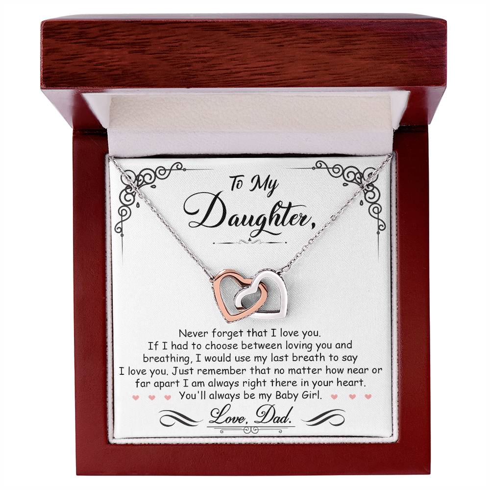 To My Daughter, I_m Always Right Here In Your Heart - Interlocking Hearts Necklace