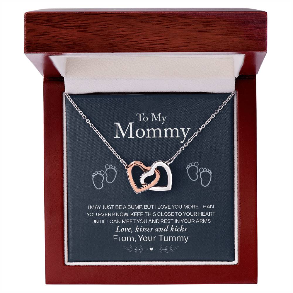 To My Mommy, Love From Your Tummy - Interlocking Hearts Necklace